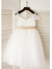 Ivory Lace Tulle Cap Sleeves Flower Girl Dress 
